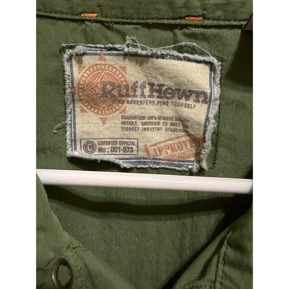 Ruff Hewn Men’s Shirt Sleeve Army Green Button Down Casual Work Shirt XL - Picture 3 of 13